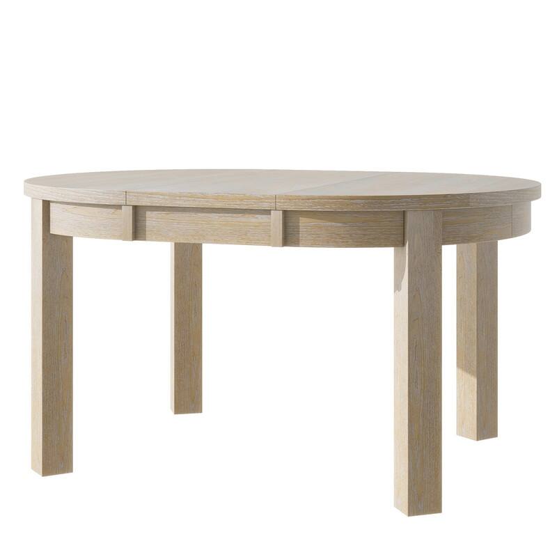 Round Extendable Dining Table Set, Solid Wood 5 Piece Kitchen Dining